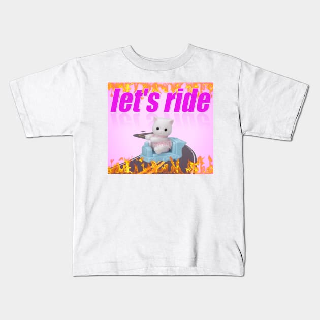 Let's Ride Charli XCX Calico Critters Cat 2 Kids T-Shirt by ellanely